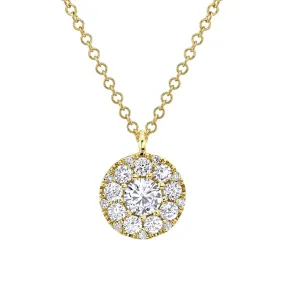 14K Gold 0.50 Carat Total Weight Diamond Cluster Pendant Necklace