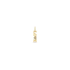 14k Single Itty Bitty LOVE with Pavé Diamond Heart Charm