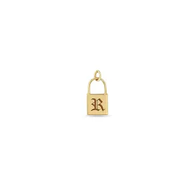 14k Single Old English Initial Letter Small Padlock Charm