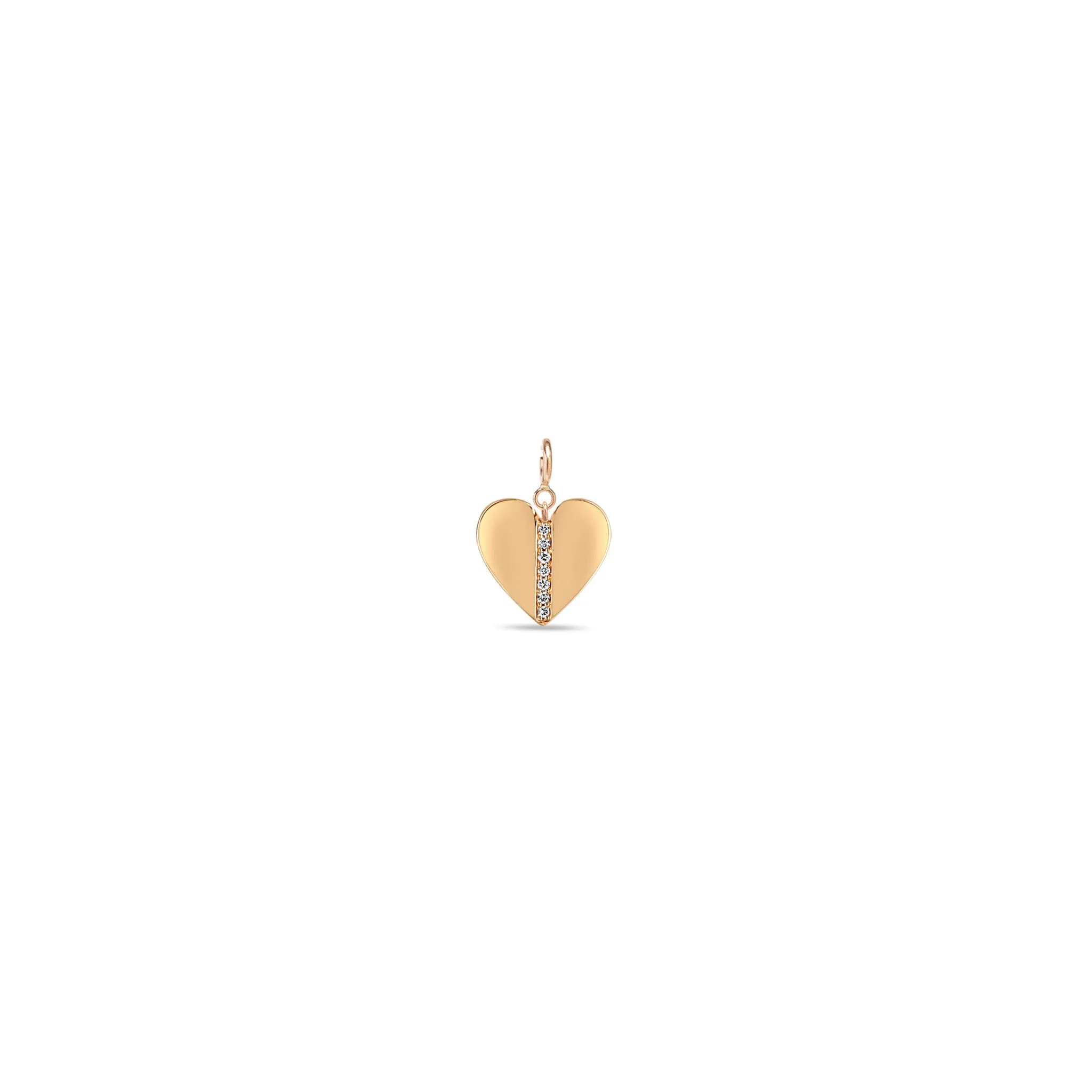 14k Single Pavé Diamond Line Heart Charm Pendant