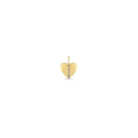 14k Single Pavé Diamond Line Heart Charm Pendant