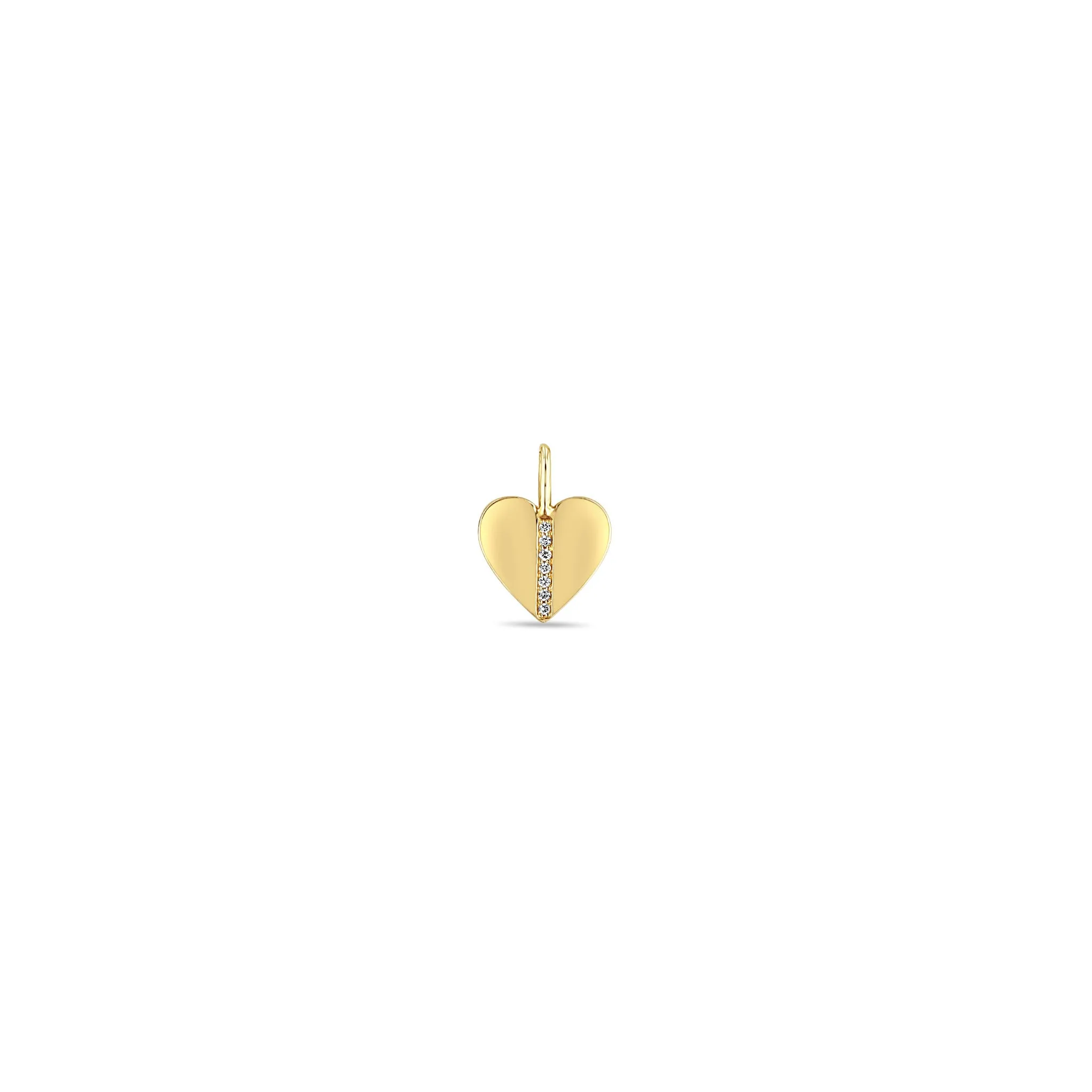 14k Single Pavé Diamond Line Heart Charm Pendant