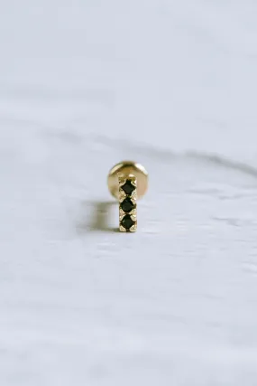 14K Solid Gold Cz Black Or Black Genuine Black Diamonds Tiny Stick Cartilage Helix Tragus Conch Prong Setting Internally Threaded Flat Back Earring Labret