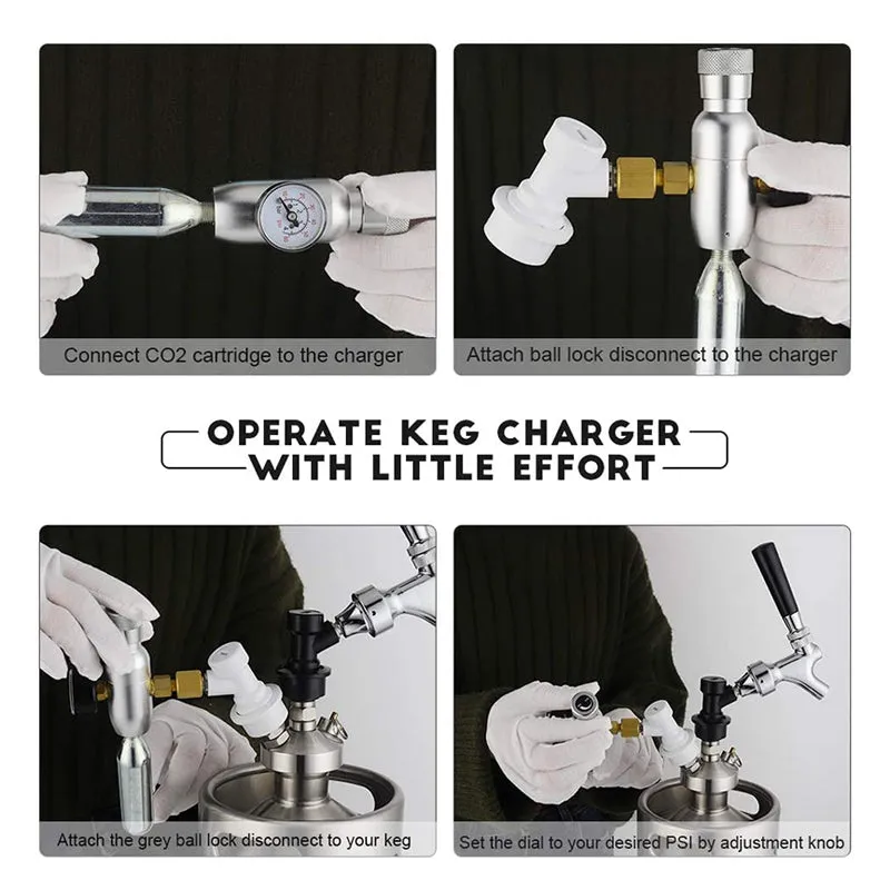 2020 Newest Co2 Charger Kit, 0-60Psi Co2 Regulator Mini Keg Charger With Ball Lock Gas Disconnect Po