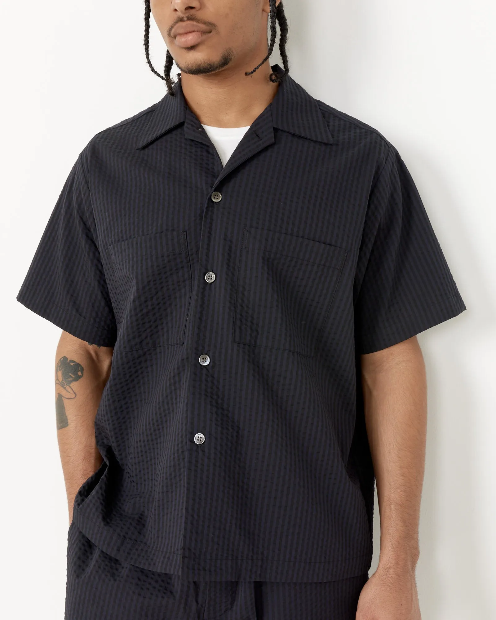 Acoustic Shirt Striped Seersucker in Navy/Black