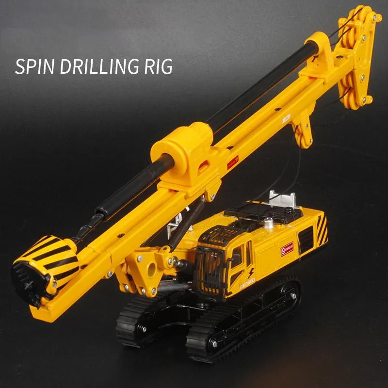 Alloy Model 1:64 Rotary Drilling Rig Crawler Diecast Excavator Model Toy Engineering Vehicle Hobby Collection For Children