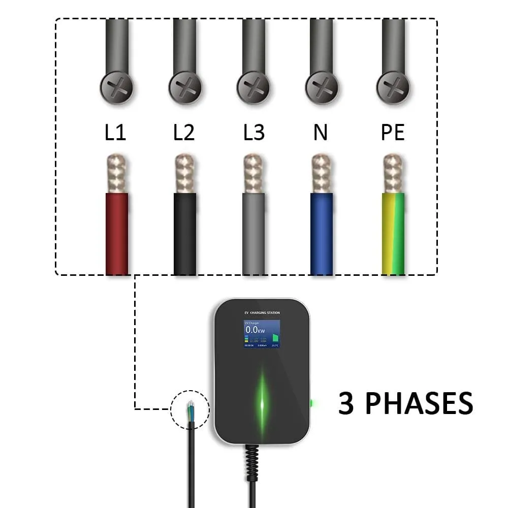 APP EV Charger Electric Vehicle Charging Station Wi-Fi Bluetooth EVSE Wallbox Remote Control Type 2 Cable16A 3Phase IEC 62196-2