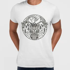 Biker Motorcycle Nature Adventure Minimal Art Drawing T-shirt