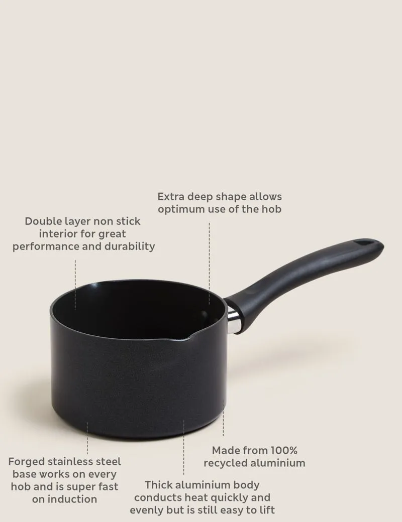 Black Aluminium 14cm Non-Stick Milk Pan