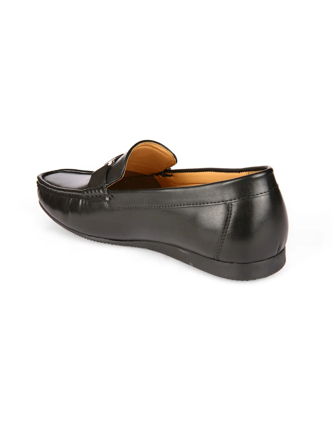 Bracket Buckled Black Loafers