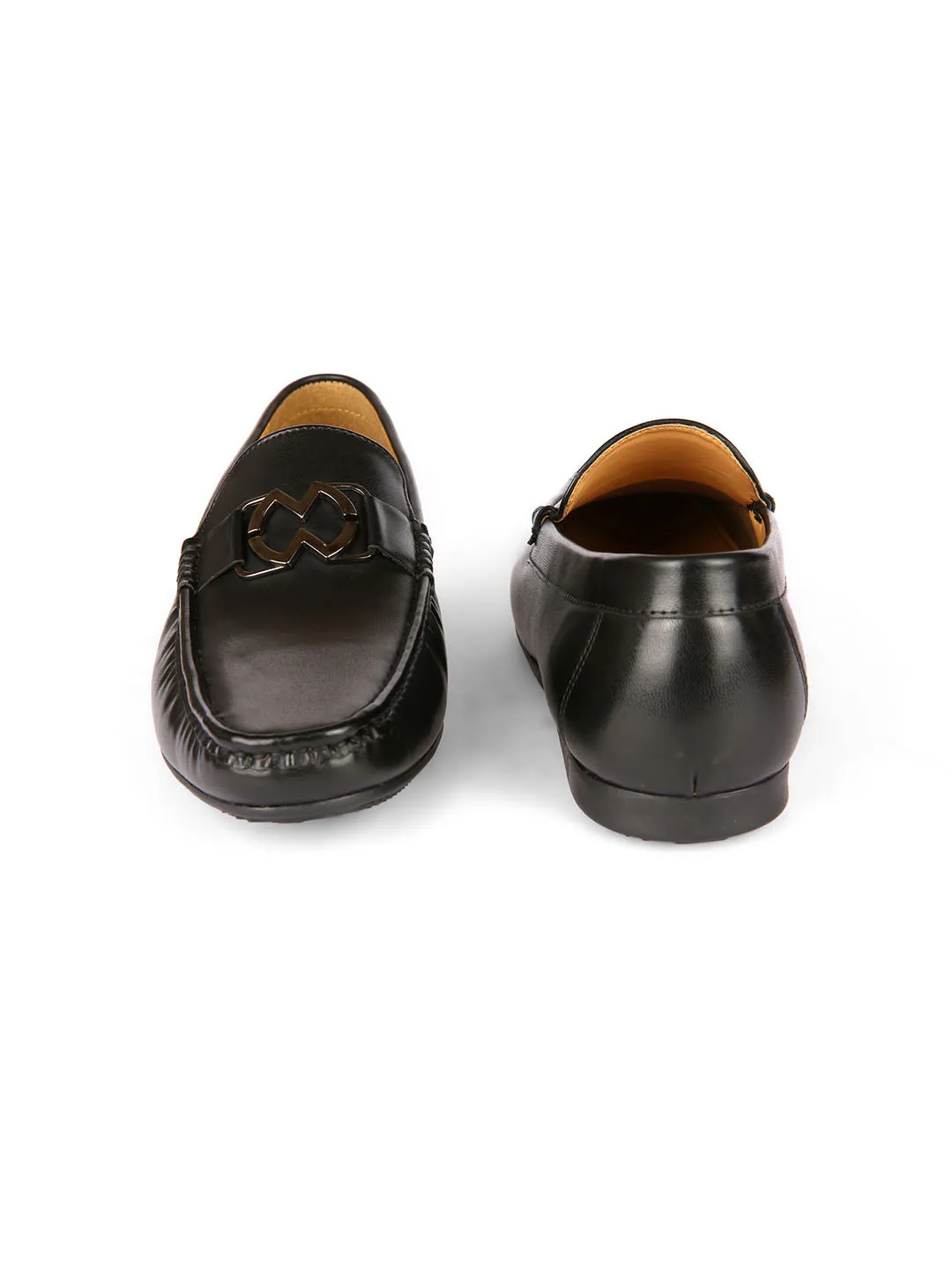 Bracket Buckled Black Loafers