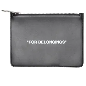 Calf Skin Quote Pouch - Black/White