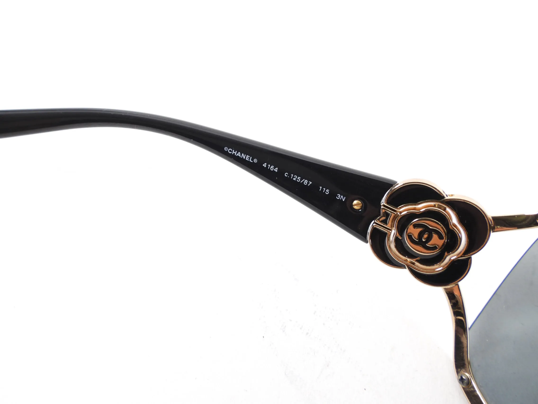 Chanel 4164 Black and Gold Shield Camelia Sunglasses