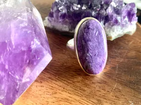 Charoite Akoni Ring - Long Oval (US 8 & 8.5)