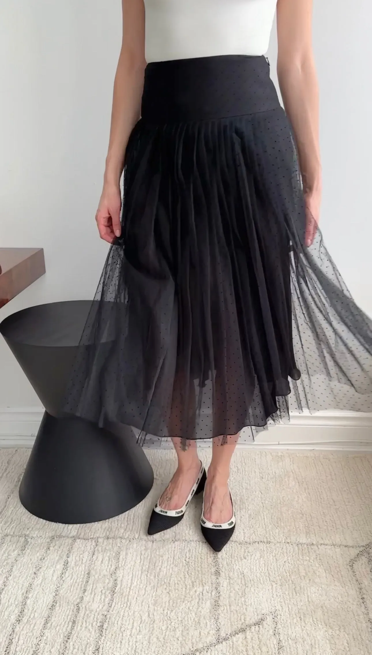 Christian Dior Black Tulle Net Skirt - FR36 / USA 4