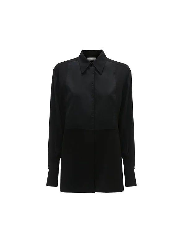 Contrast Bib Shirt in Black