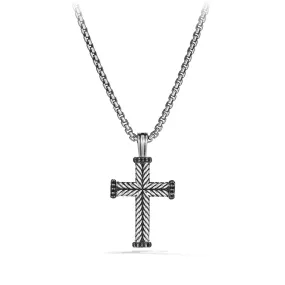 David Yurman Men's Chevron Cross 32 x 23MM with Black Diamonds