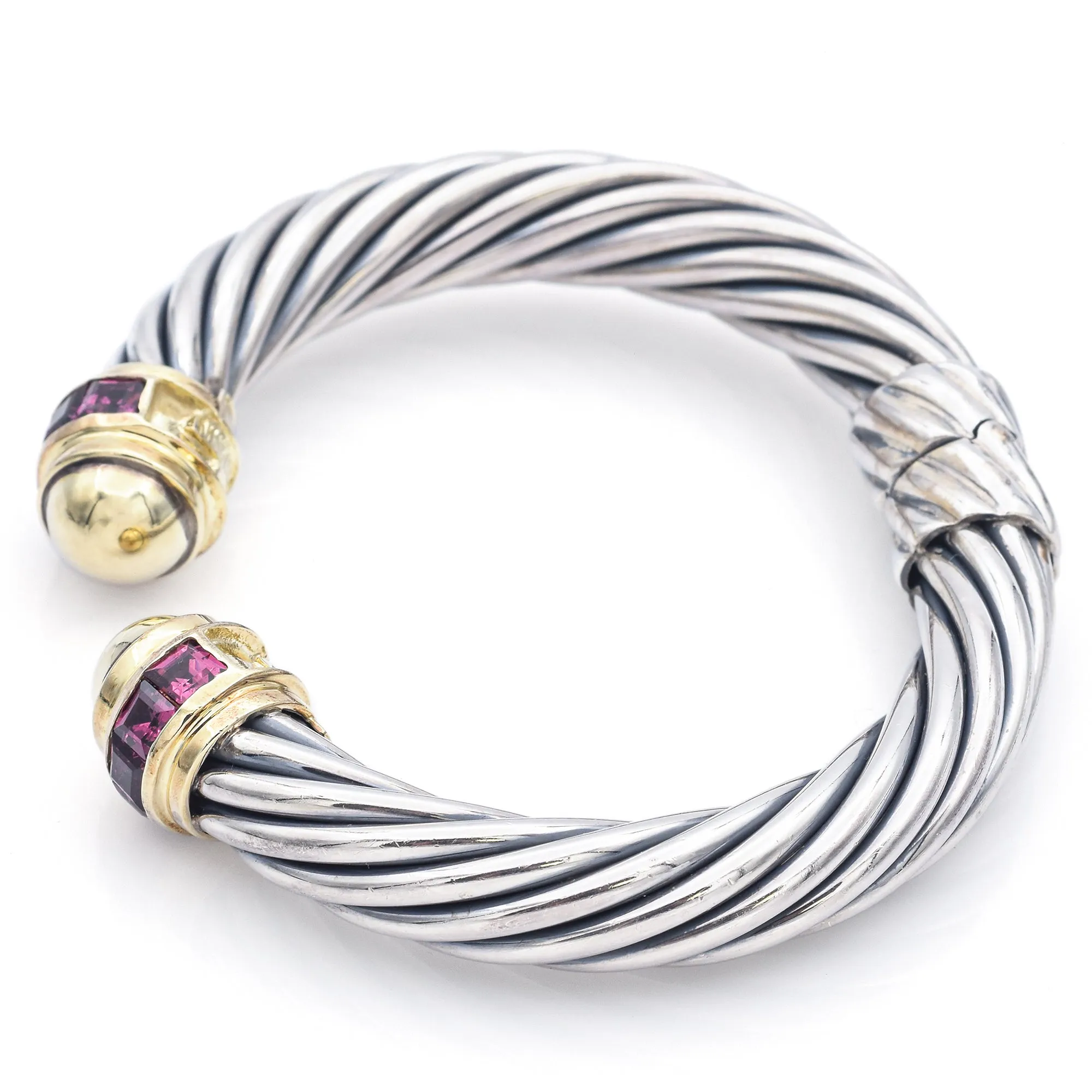 David Yurman Sterling Silver & 14K Yellow Gold Tourmaline Renaissance Bracelet