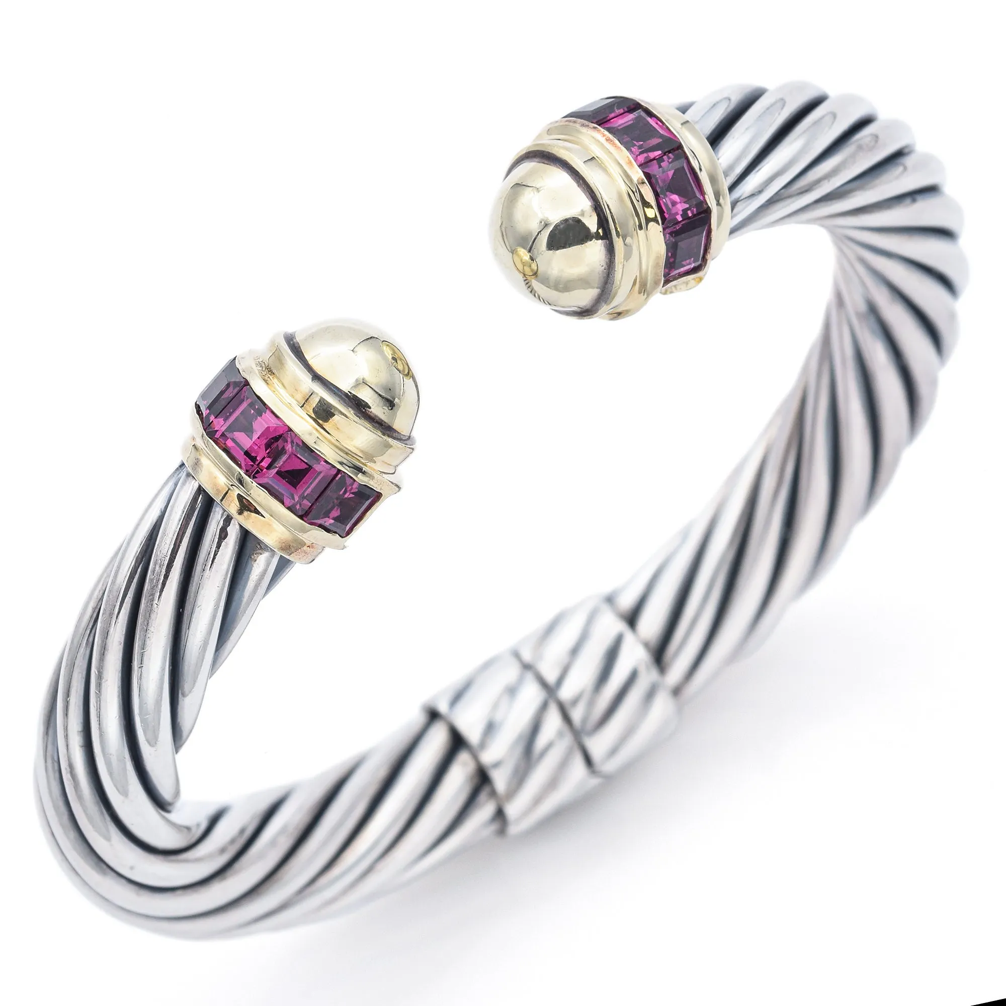 David Yurman Sterling Silver & 14K Yellow Gold Tourmaline Renaissance Bracelet