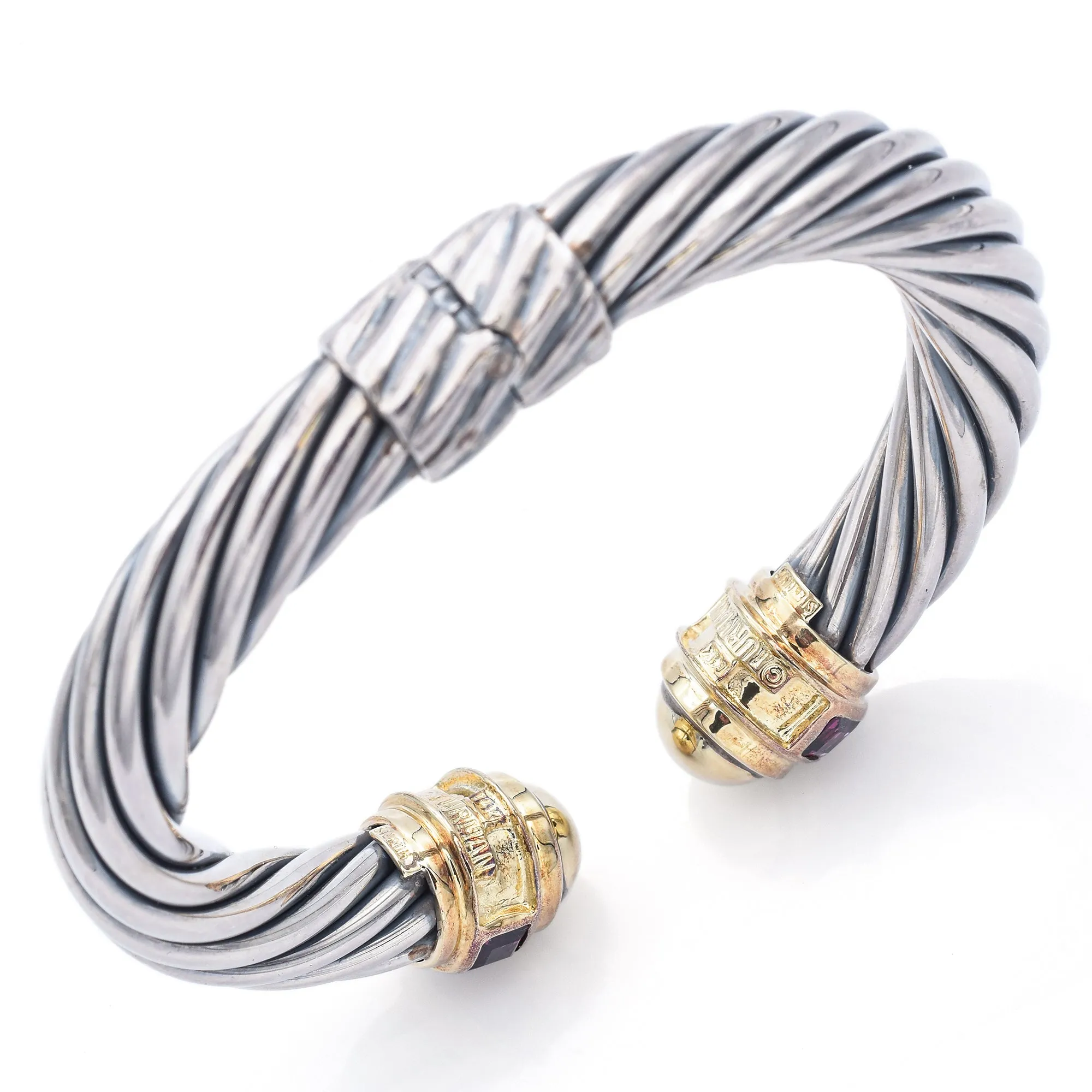 David Yurman Sterling Silver & 14K Yellow Gold Tourmaline Renaissance Bracelet