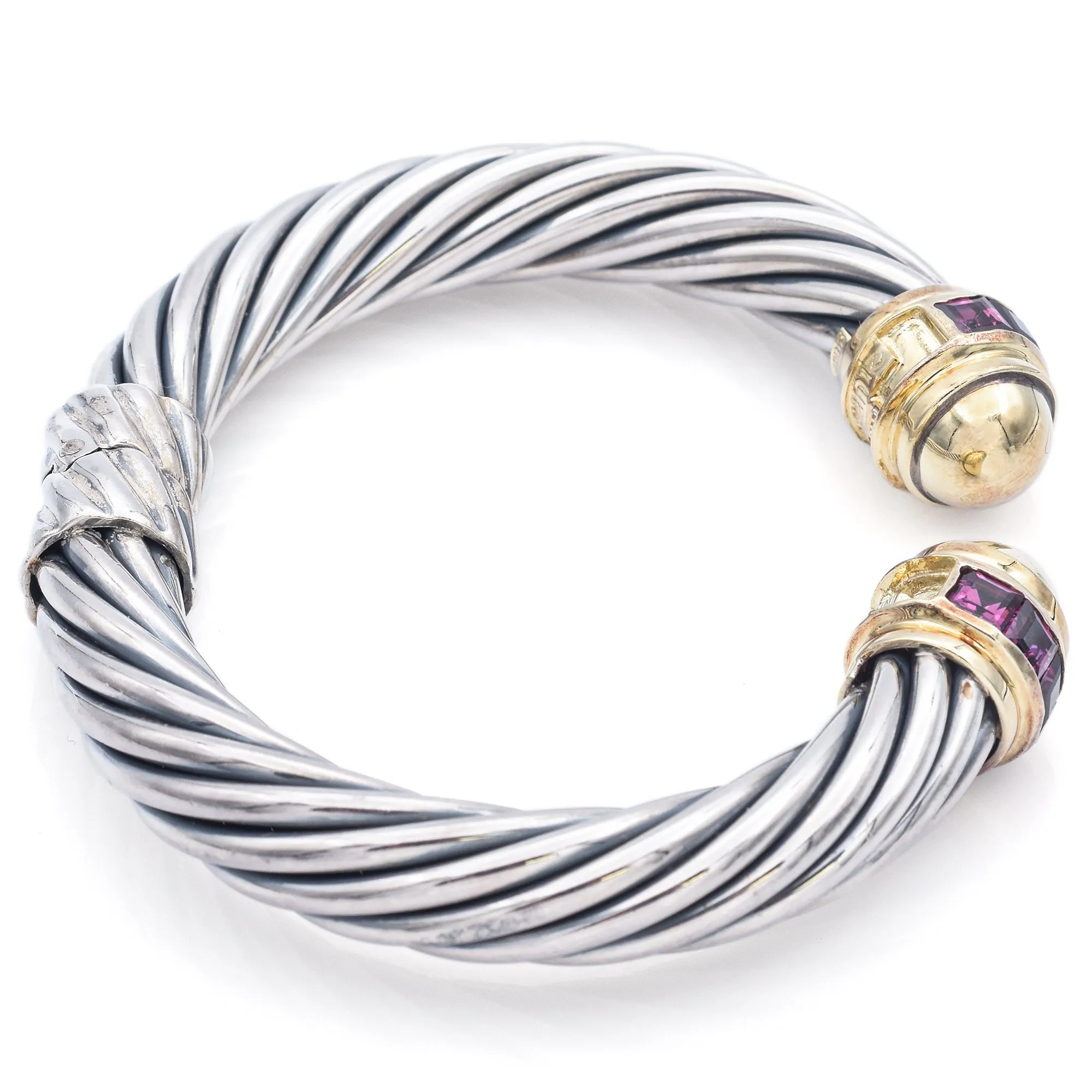 David Yurman Sterling Silver & 14K Yellow Gold Tourmaline Renaissance Bracelet