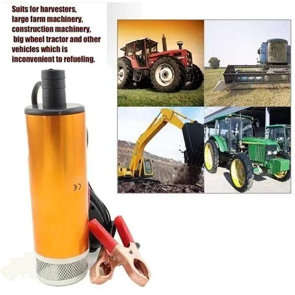 DC 12V/24V Oil Pump Refueling Gun Combination Set Electric Submersible Pump 5 meter Steel Oil Hose Submersible Fuel Pump