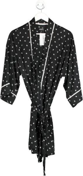 DKNY Black Lip Print Robe UK L/XL