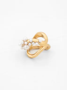 Double Wave Cluster Ring Gold