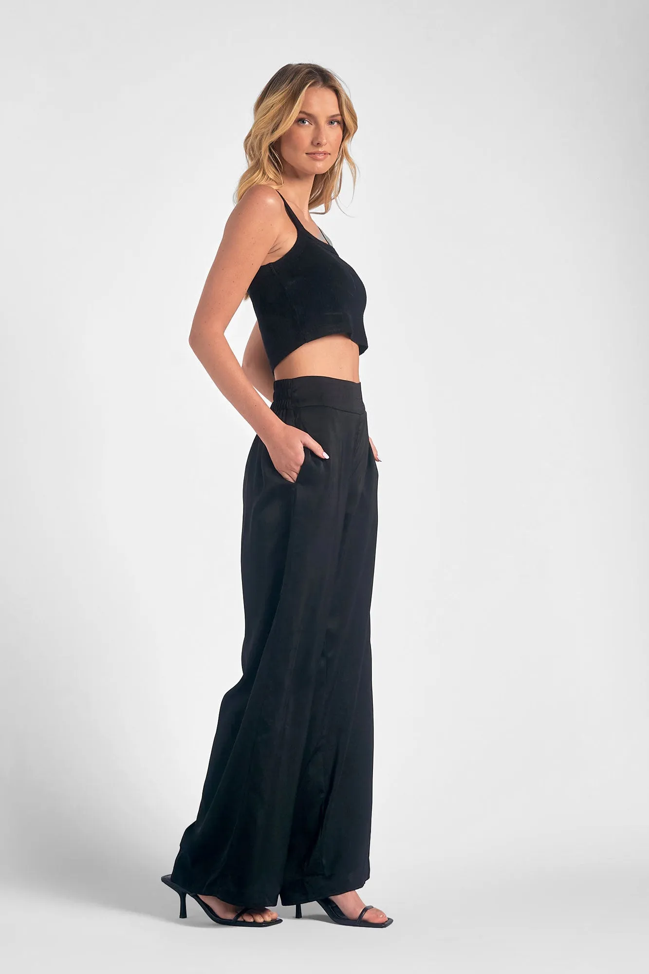 Elan Elastic Waist Wide Leg Pants