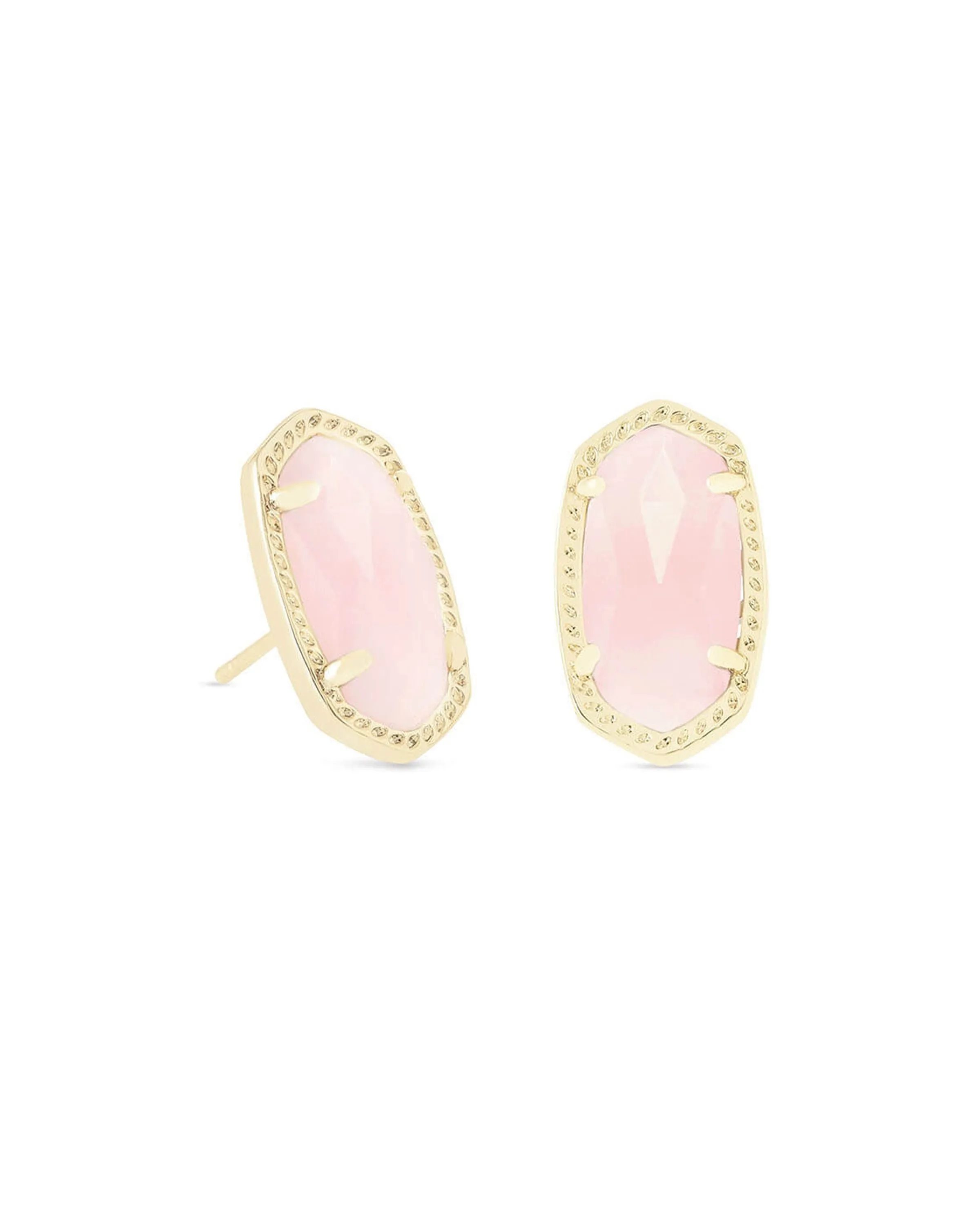 Ellie Stud Earrings in Gold Rose Quartz by Kendra Scott