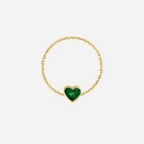 Emerald Heart Chain Ring