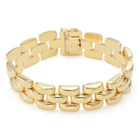 Estate 18K Yellow Gold 3-Row 18.5 mm Panther Chain Chunky Bracelet   Case