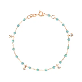 Gigi Supreme 4 Diamond Bracelet, Aqua, Rose Gold, 6.7"