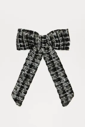 Girl Dinner Party Tweed Bow - Black/combo