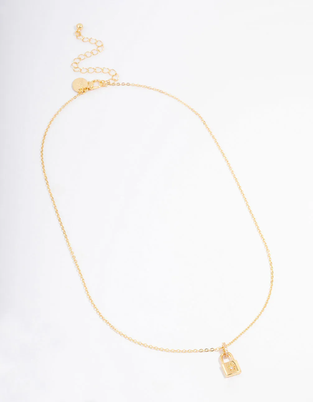 Gold Plated Mini Lock Pendant Necklace