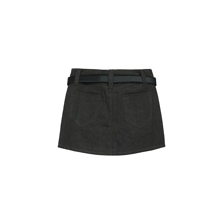 Grey Cargo Belt Skirt