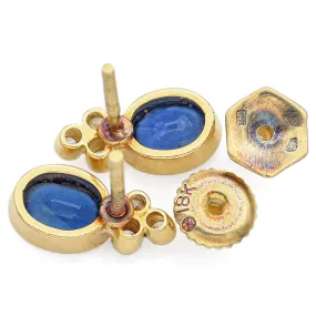 H. Stern Sapphire & Diamond 18K Yellow Gold Screw-Back Stud Earrings with Box