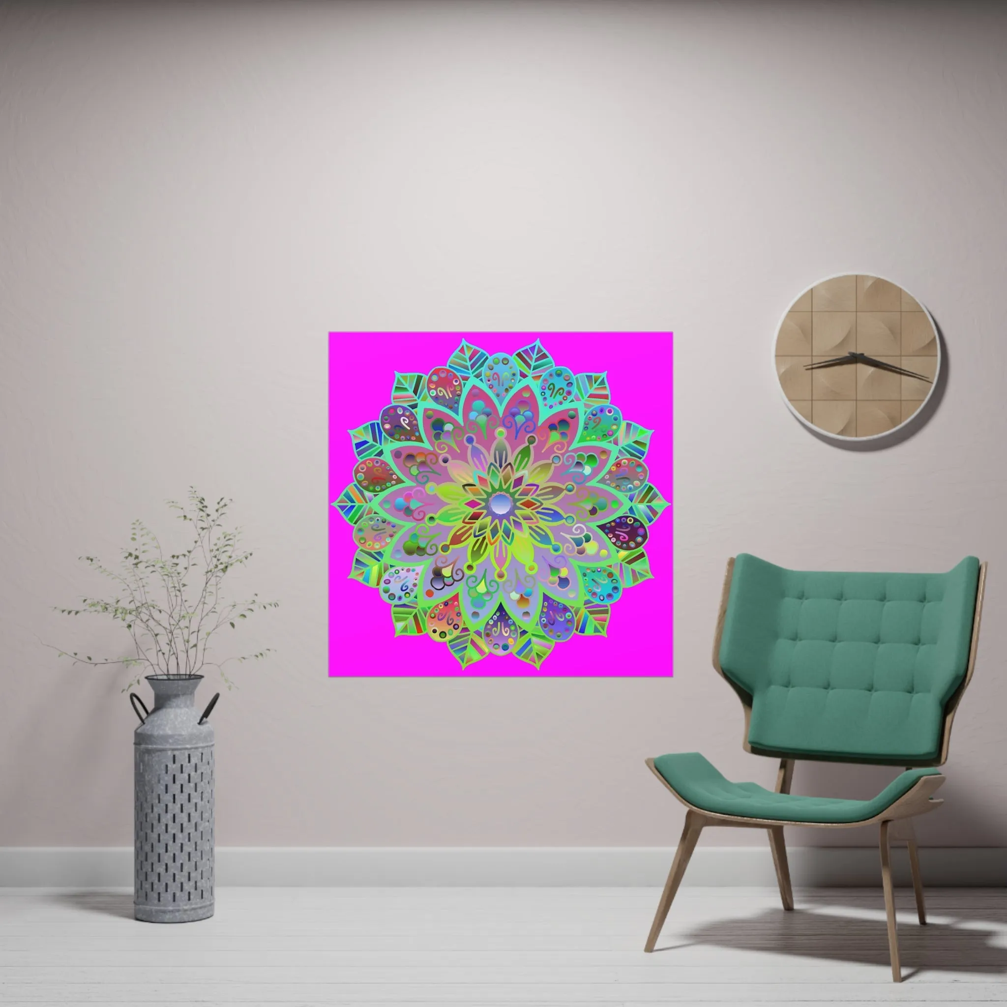 Handmade Mandala Design Poster - Magenta