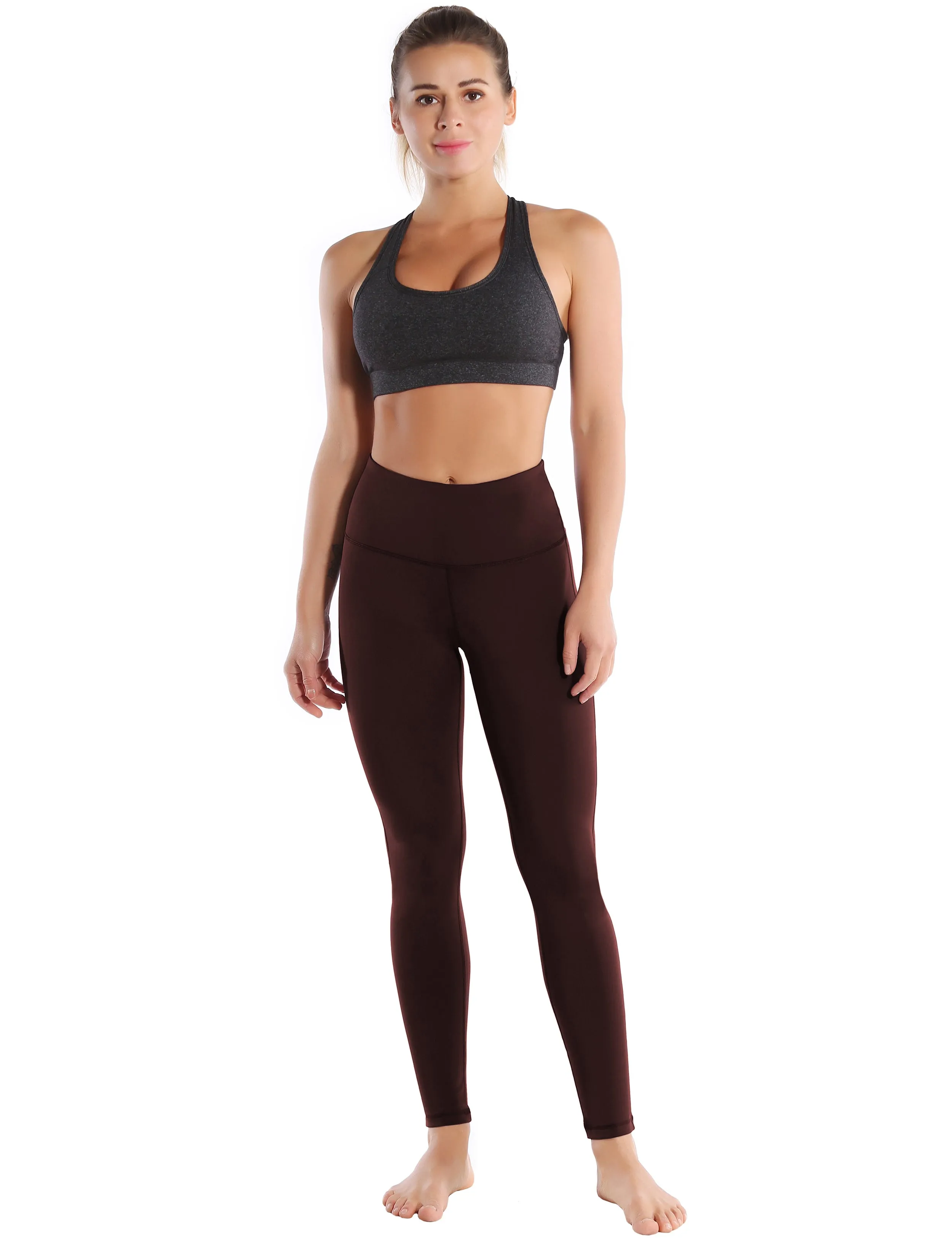 High Waist Side Line Yoga Pants mahoganymaroon