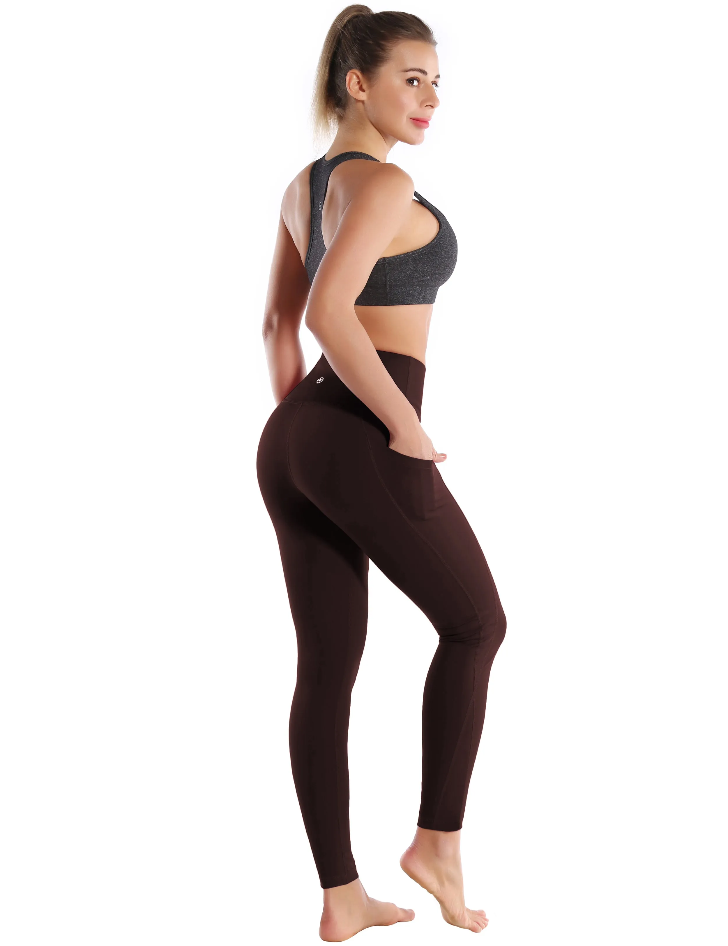 High Waist Side Pockets Yoga Pants mahoganymaroon