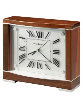 Howard Miller Megan Mantel Clock - Walnut Finish - White Dial - Curved Glass