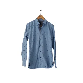 Hugo Boss Men's Light Blue Printed Collared Shirt | Gently Used |