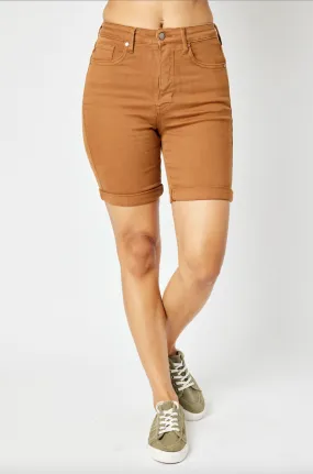 Judy Blue Tummy Control Bermuda Shorts - Brown