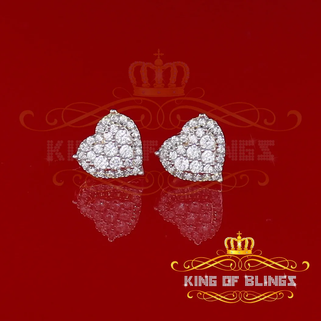 King of Bling's 1.18ct Cubic Zirconia 925 Yellow Sterling Silver Women's Hip Hop Heart Earrings