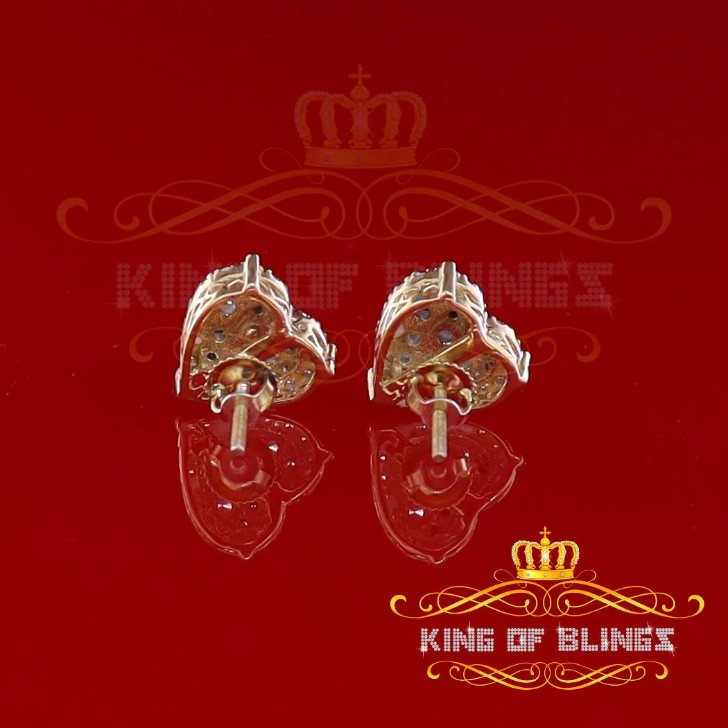 King of Bling's 1.18ct Cubic Zirconia 925 Yellow Sterling Silver Women's Hip Hop Heart Earrings