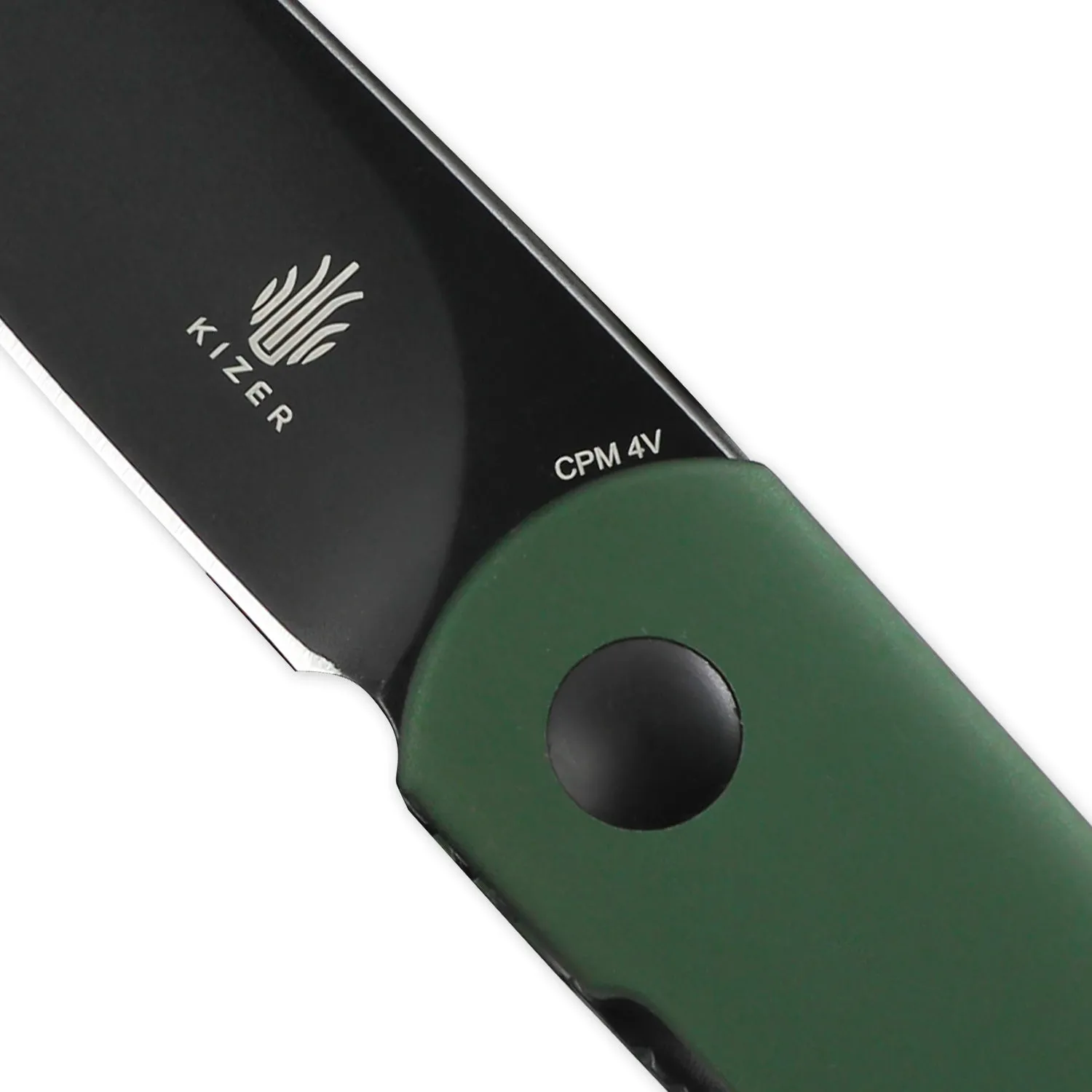 Kizer Official Exclusive | Feist | 2.875 4V Blade | Green Aluminum Handle | V3499KFC4