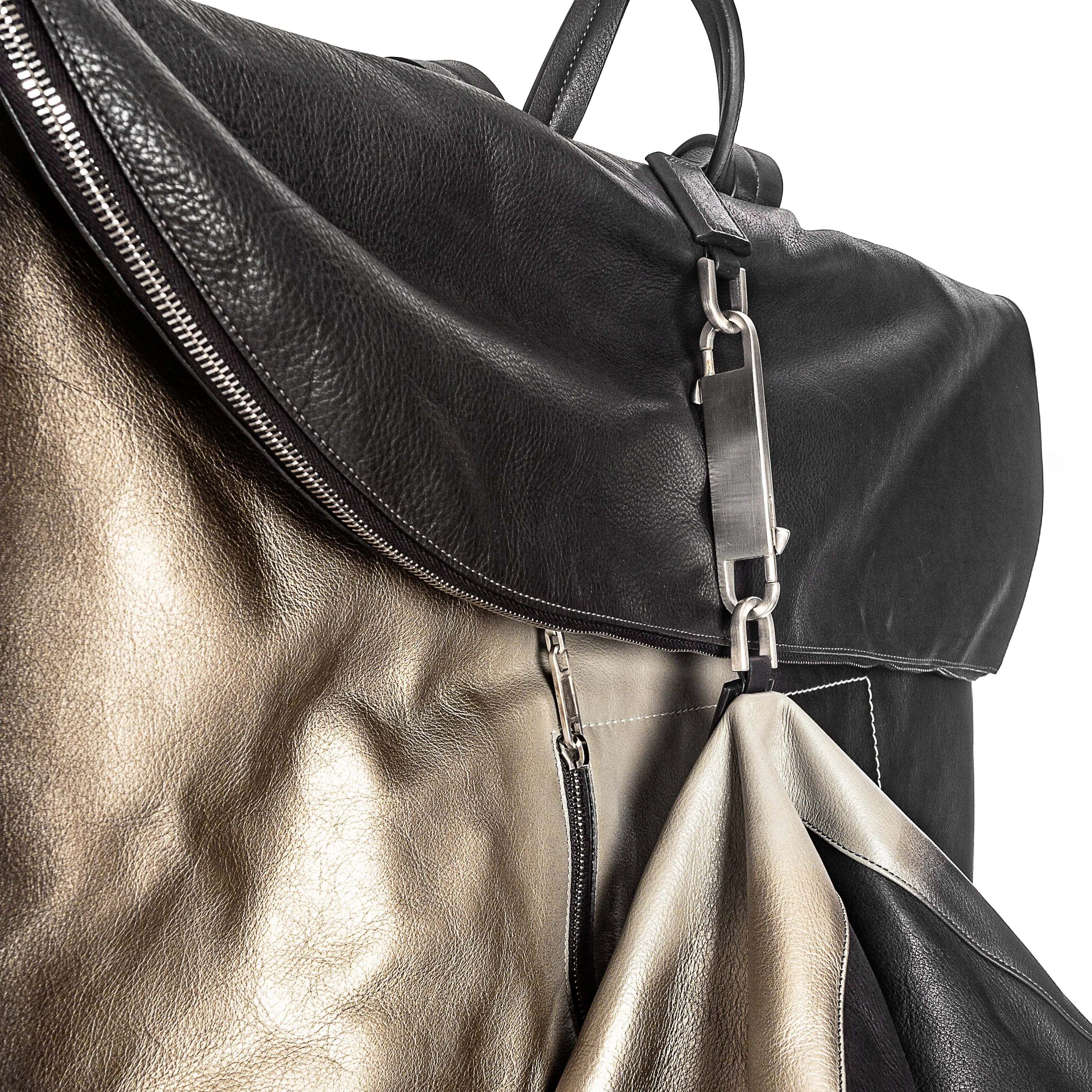 Larry Degrade Metallic Gradient and Black Leather Mega Duffle