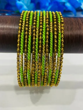 Lovely Antique Gold Green Color Trendy Bangles For Wedding