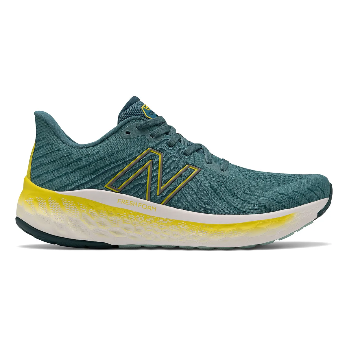 Men's New Balance Fresh Foam Vongo v5, Deep Sea/Sulphur Yellow, 11.5 2E Wide