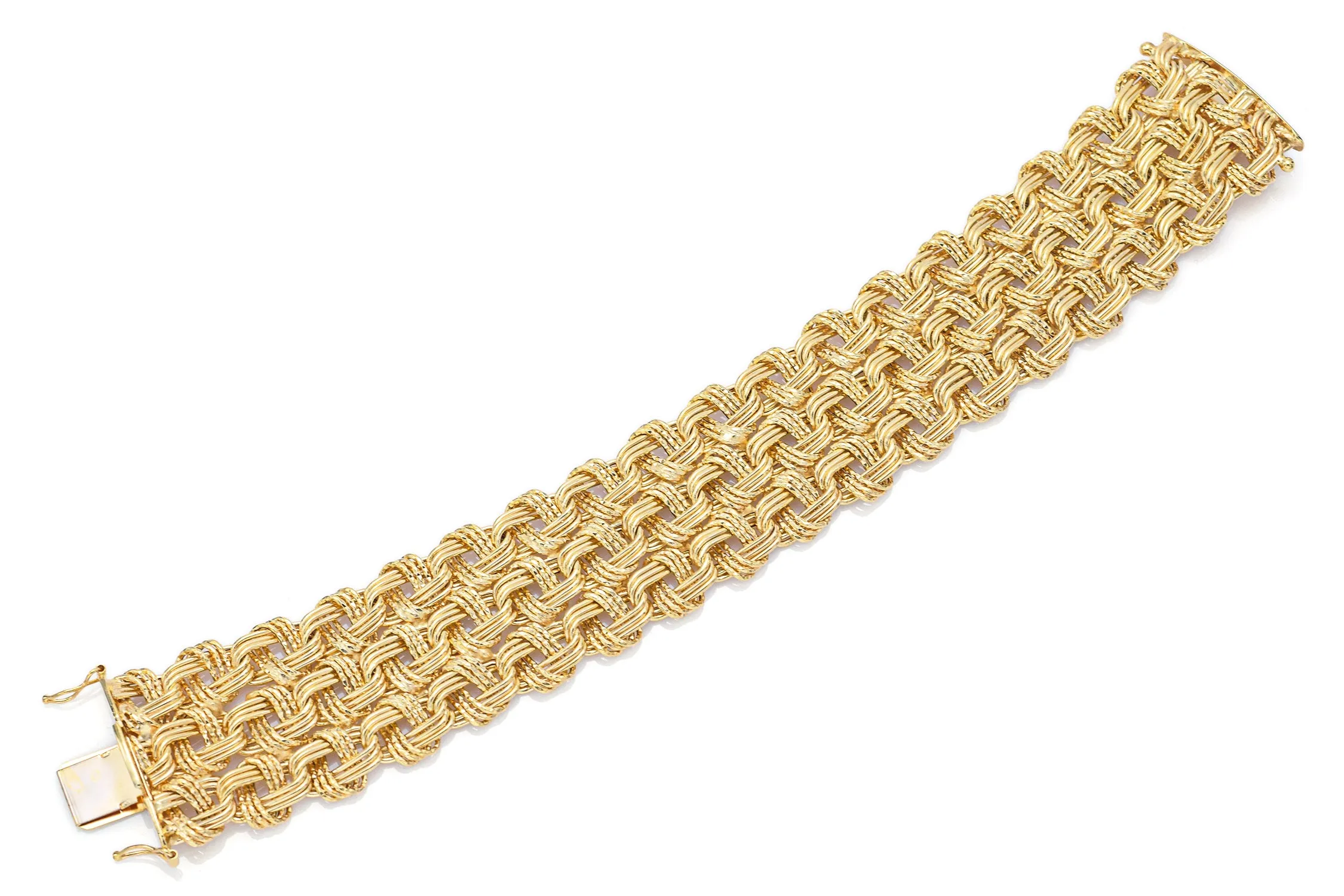 Milor Italy 14K Yellow Gold 28.5 mm Wide Woven Link Bracelet 27.8 Grams